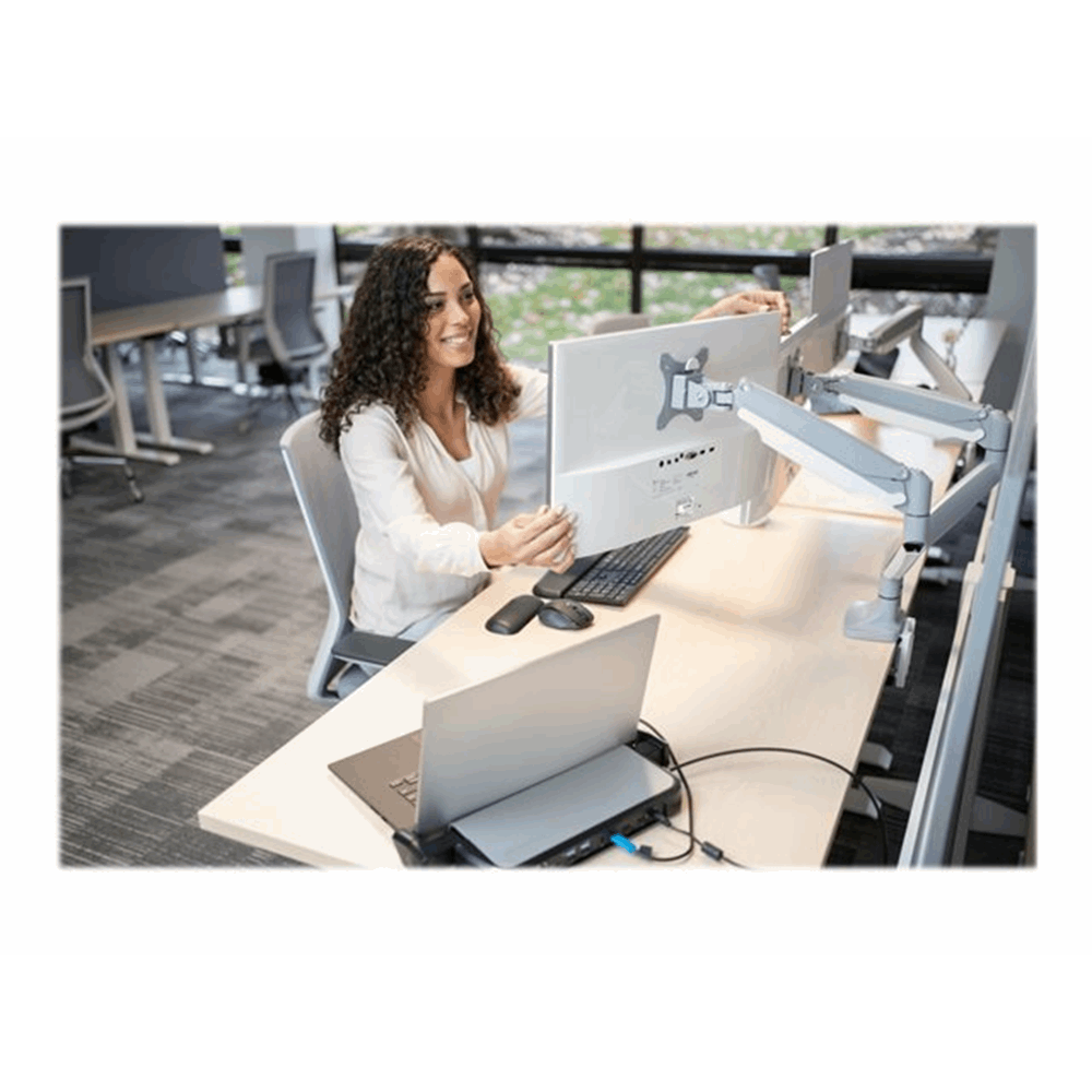 One-touch Height Adjust dual monitor arm