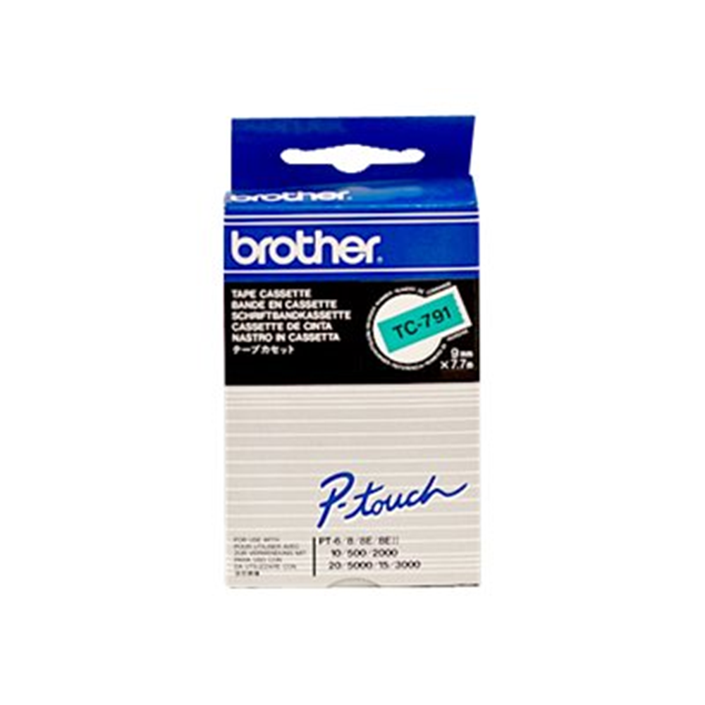 P-Touch TC-791 black on green 9mm