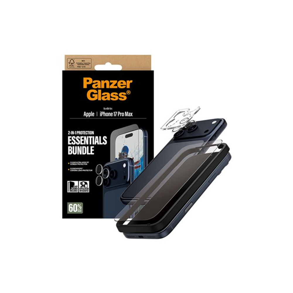 PanzerGlass - 2-in-1 Essentials Bundel - beschermset scherm/lens voor mobiele telefoon