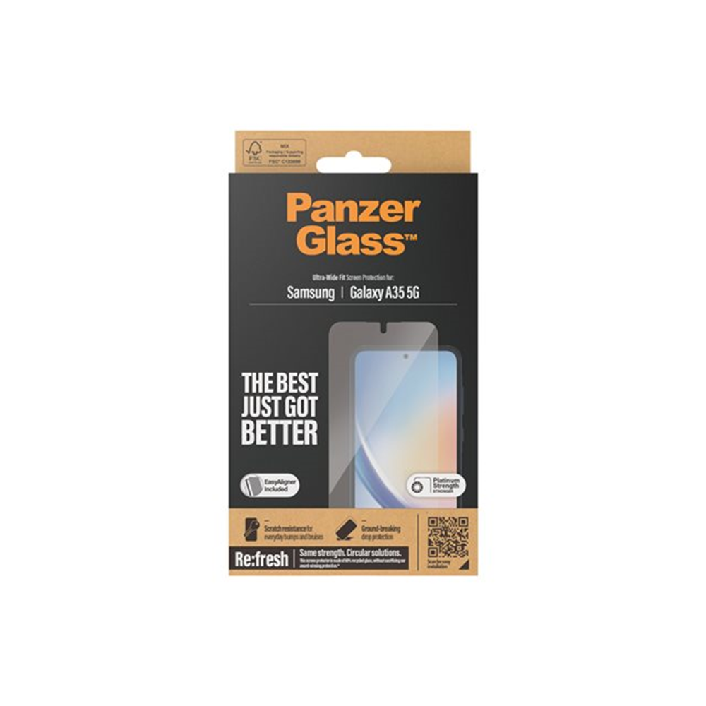 PanzerGlass - schermbeschermer voor mobiele telefoon - ultrabrede pasvorm met EasyAligner