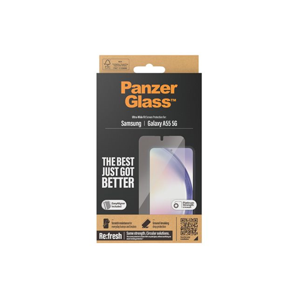 PanzerGlass - schermbeschermer voor mobiele telefoon - ultrabrede pasvorm met EasyAligner