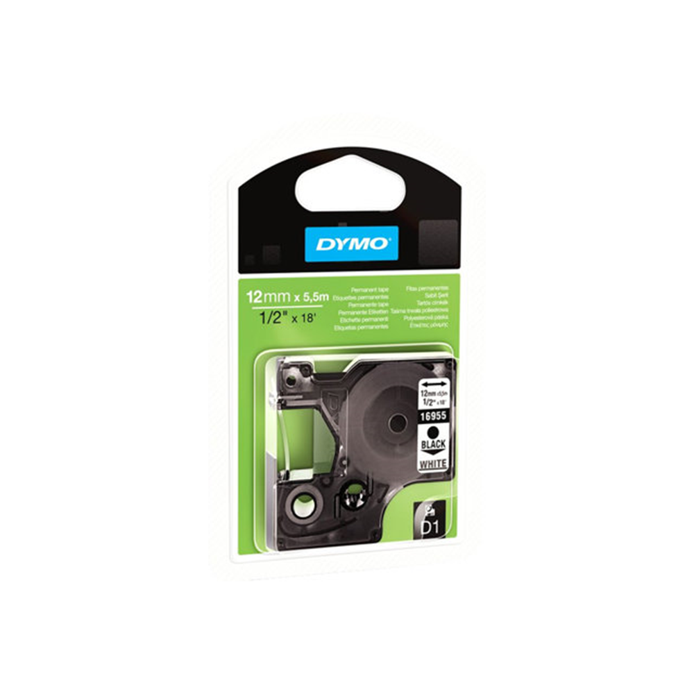 PERMANENTE TAPE ZWART/WIT - 12MM