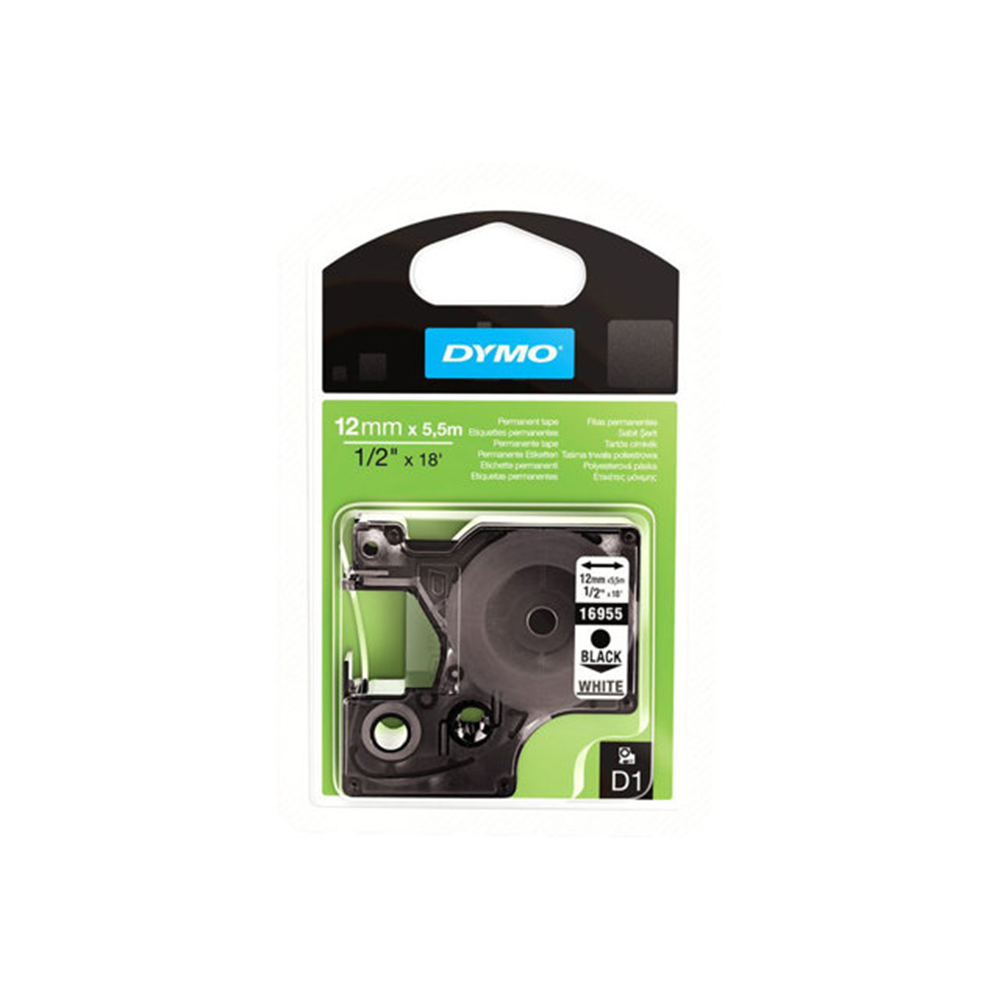 PERMANENTE TAPE ZWART/WIT - 12MM