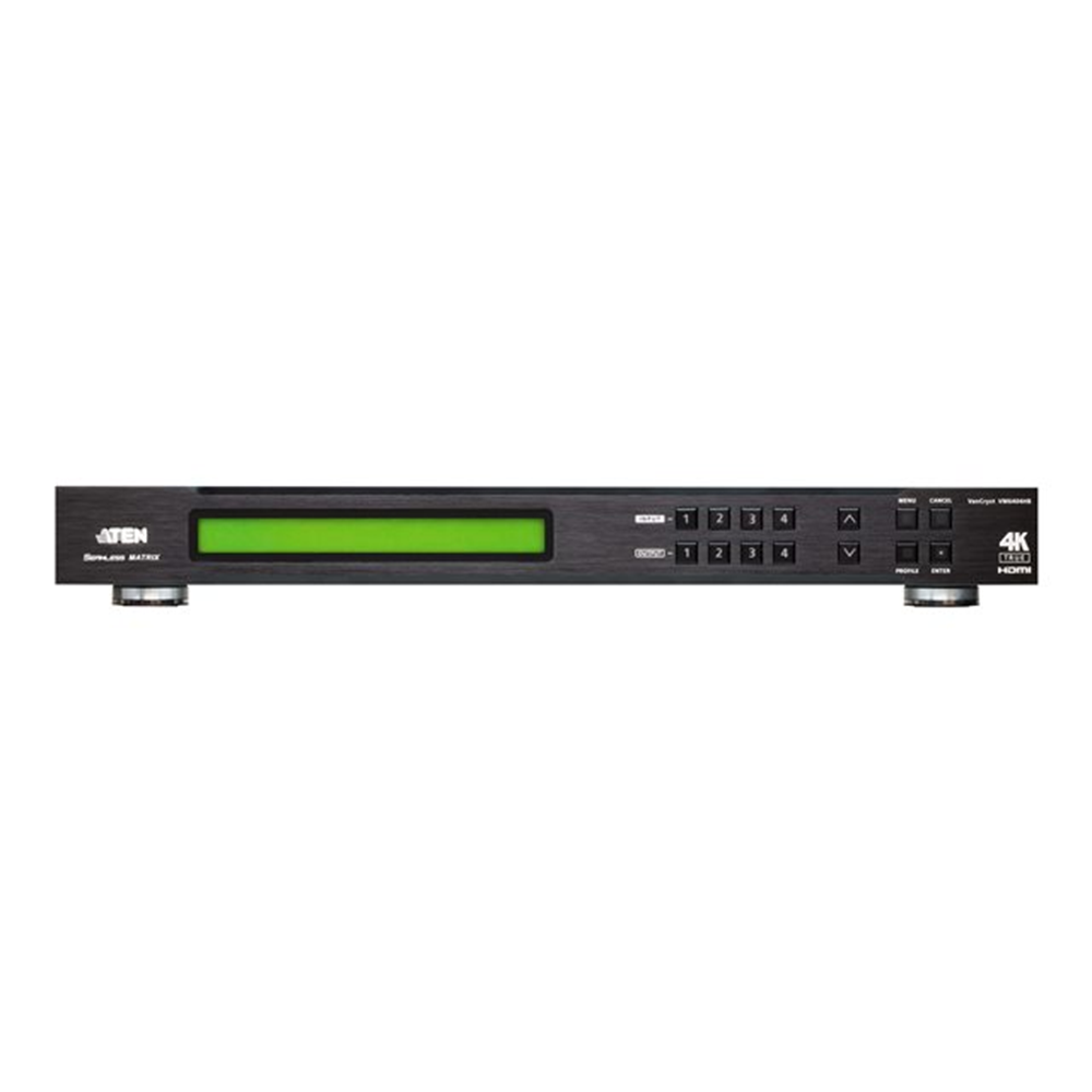 [PREMIUM] Aten 4 x 4 True 4K HDMI Matrix Switch with Scaler and IR / RS-232 / Ethernet (WebGUI) Control and Audio Extraction