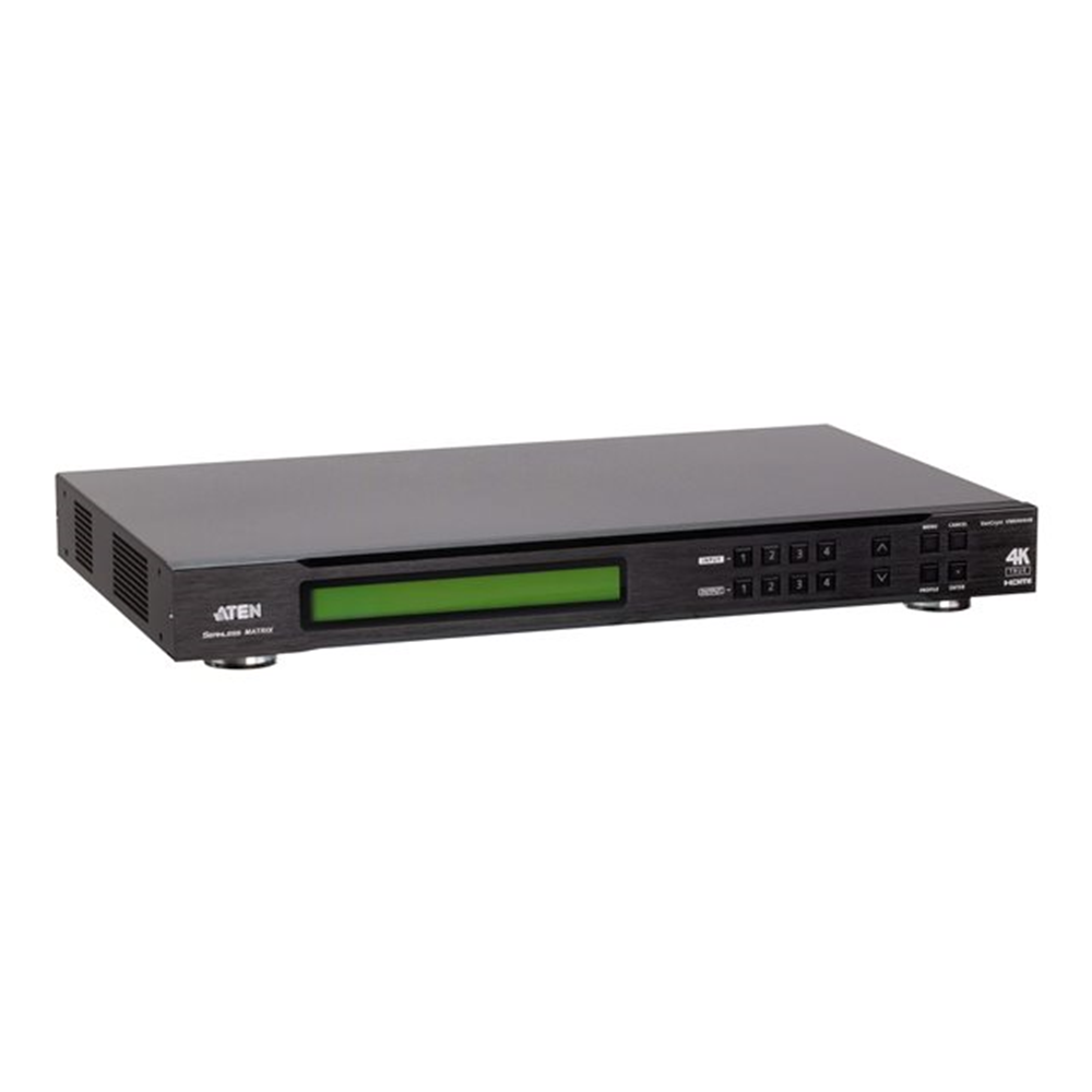 [PREMIUM] Aten 4 x 4 True 4K HDMI Matrix Switch with Scaler and IR / RS-232 / Ethernet (WebGUI) Control and Audio Extraction