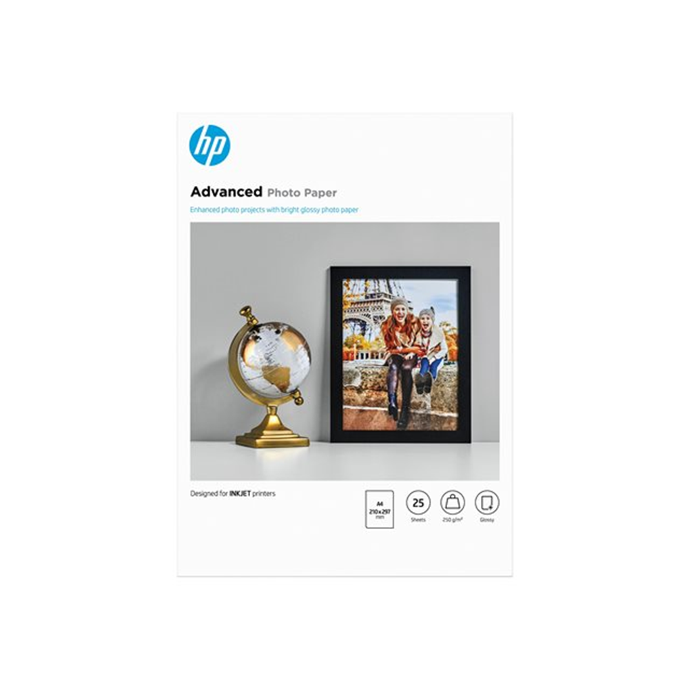 Q5456A Advanced glossy photo paper inktjet 250g/m2 A4 25 sheets 1-pack
