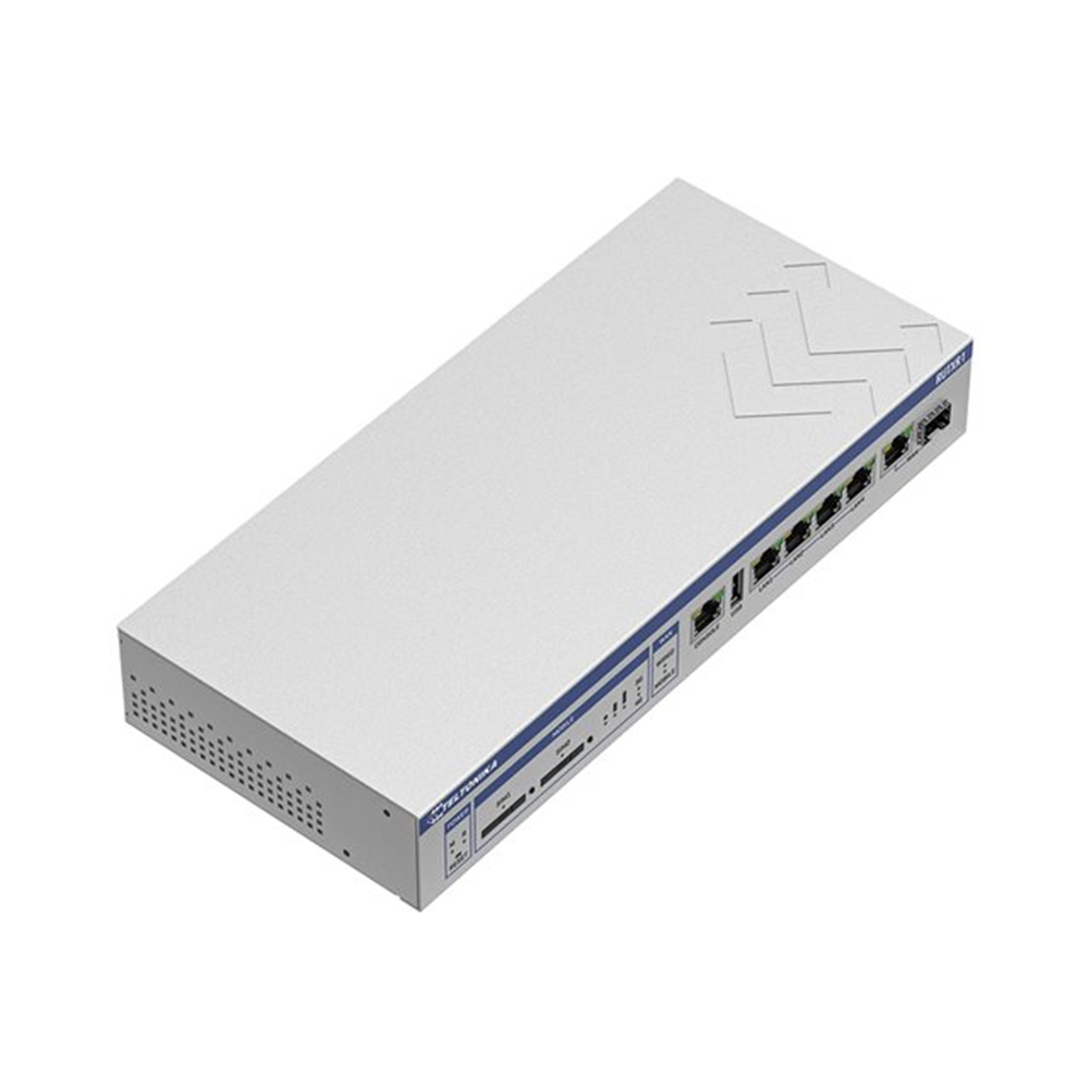 Rack-mountable LTE Cat 6 router comes with redundant power supplies WAN failover dual-SIM SFP USB and dedicated consoleports.