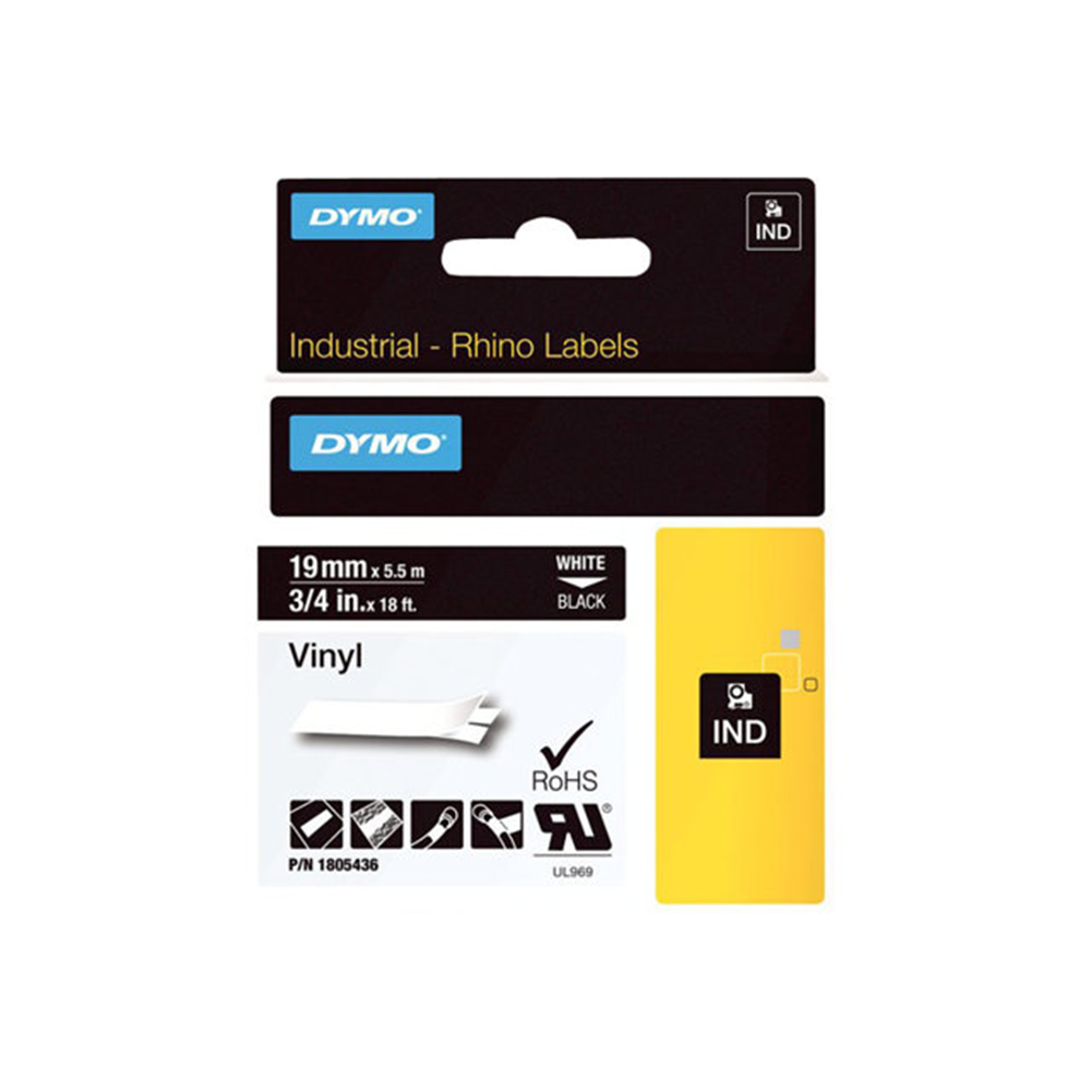 RHINO 19 MM VINYL WHITE ON BLACK