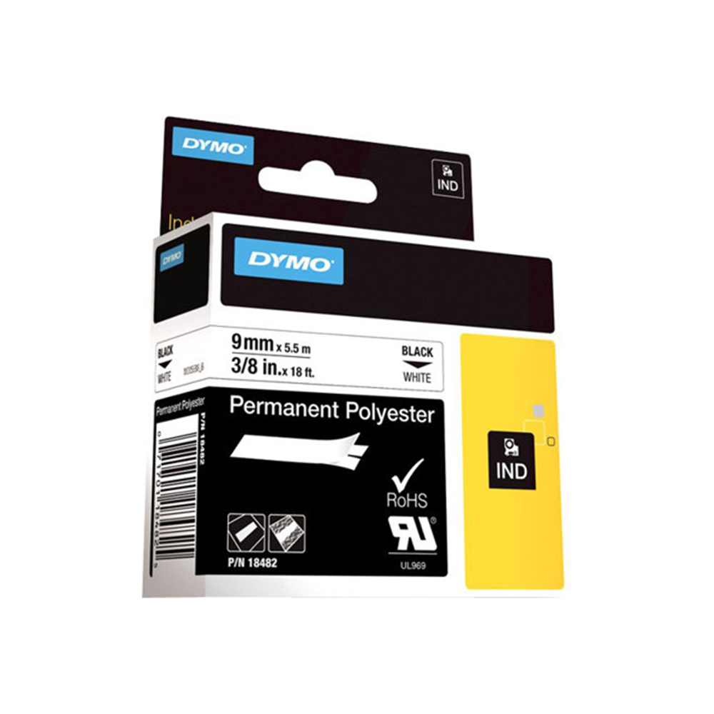 RHINO TAPE PERM. POLYESTER 9MM WIT