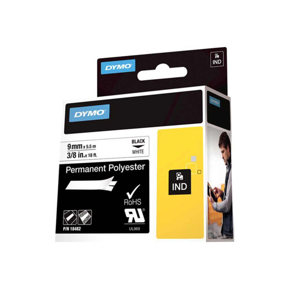 RHINO TAPE PERM. POLYESTER 9MM WIT