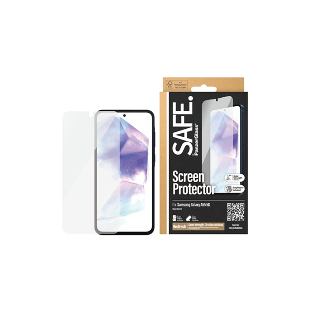 SAFE. by PanzerGlass - schermbeschermer voor mobiele telefoon - ultrabrede pasvorm met EasyAligner SAFE. by PanzerGlass - schermbeschermer voor mobiele telefoon - ultrabrede pasvorm met EasyAligner