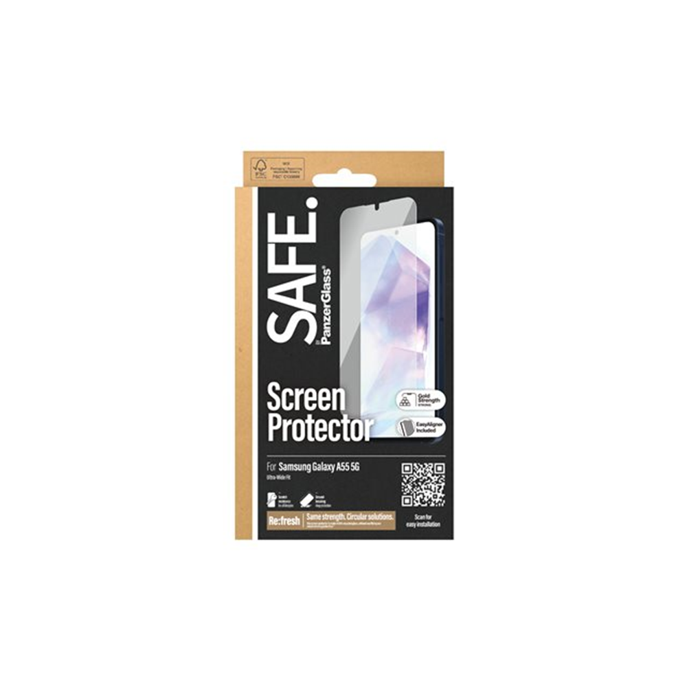 SAFE. by PanzerGlass - schermbeschermer voor mobiele telefoon - ultrabrede pasvorm met EasyAligner SAFE. by PanzerGlass - schermbeschermer voor mobiele telefoon - ultrabrede pasvorm met EasyAligner