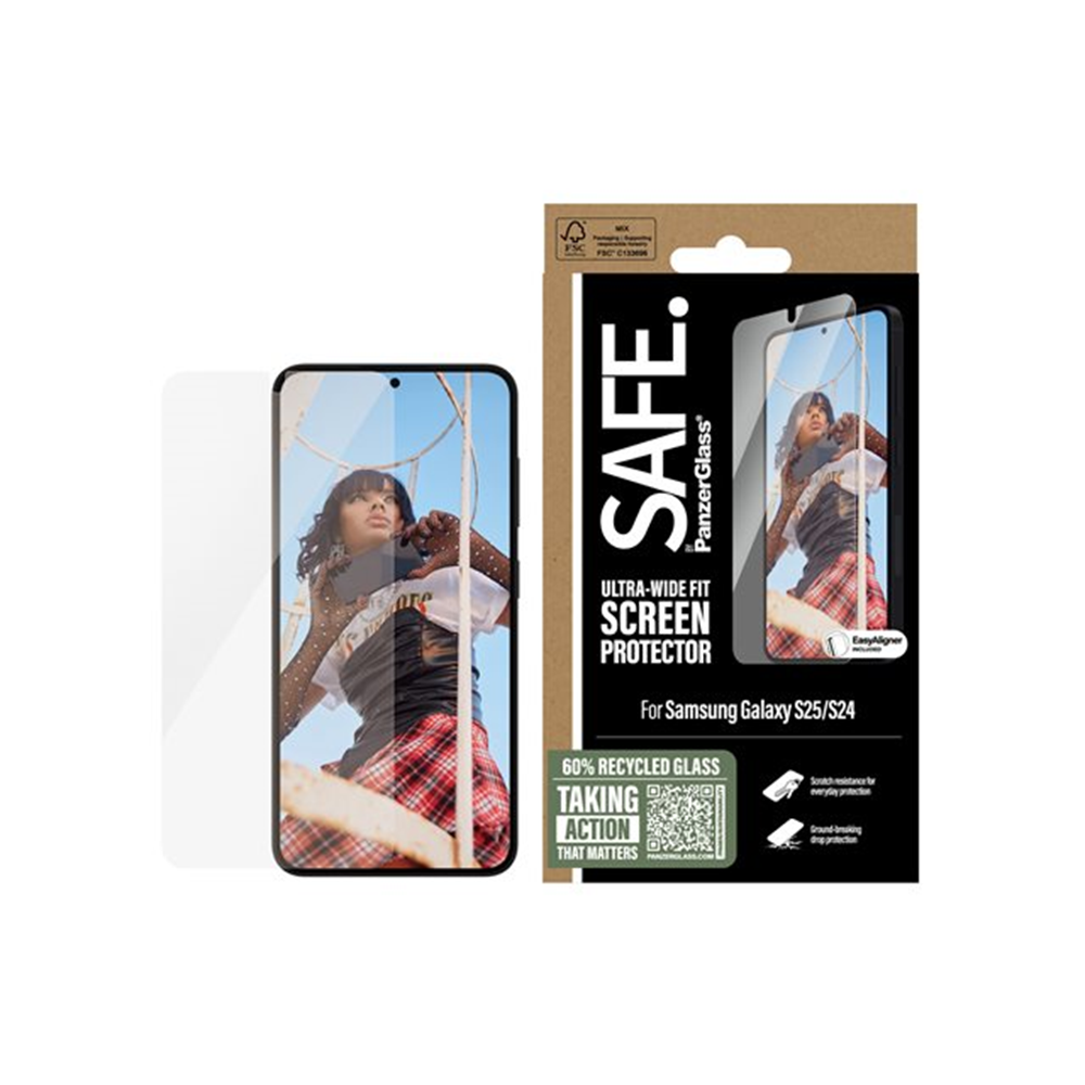 SAFE. by PanzerGlass - schermbeschermer voor mobiele telefoon - ultrabrede pasvorm met EasyAligner SAFE. by PanzerGlass - schermbeschermer voor mobiele telefoon - ultrabrede pasvorm met EasyAligner
