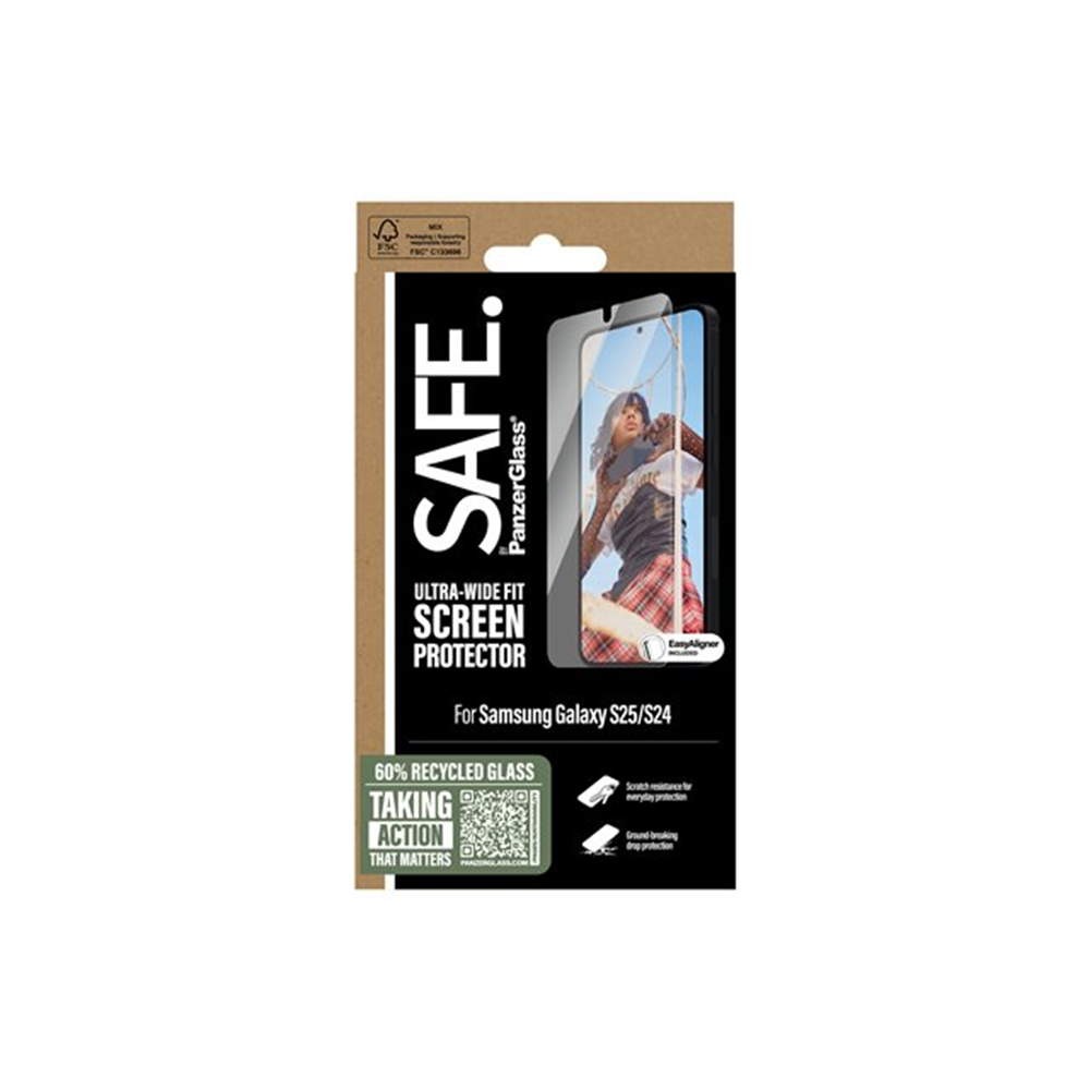 SAFE. by PanzerGlass - schermbeschermer voor mobiele telefoon - ultrabrede pasvorm met EasyAligner SAFE. by PanzerGlass - schermbeschermer voor mobiele telefoon - ultrabrede pasvorm met EasyAligner