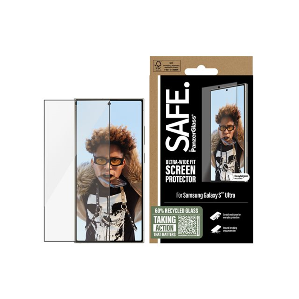 SAFE. by PanzerGlass - schermbeschermer voor mobiele telefoon - ultrabrede pasvorm met EasyAligner SAFE. by PanzerGlass - schermbeschermer voor mobiele telefoon - ultrabrede pasvorm met EasyAligner