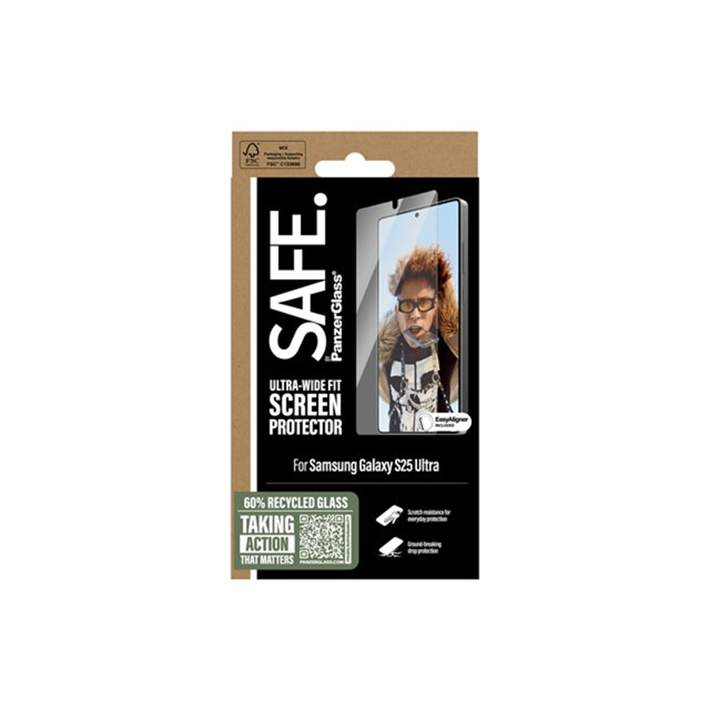 SAFE. by PanzerGlass - schermbeschermer voor mobiele telefoon - ultrabrede pasvorm met EasyAligner SAFE. by PanzerGlass - schermbeschermer voor mobiele telefoon - ultrabrede pasvorm met EasyAligner