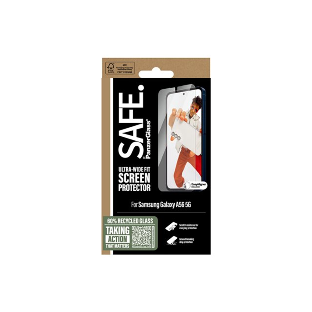 SAFE. by PanzerGlass - schermbeschermer voor mobiele telefoon - ultrabrede pasvorm met EasyAligner SAFE. by PanzerGlass - schermbeschermer voor mobiele telefoon - ultrabrede pasvorm met EasyAligner