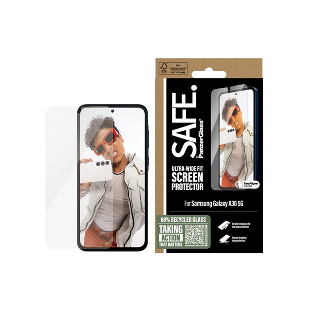 SAFE. by PanzerGlass - schermbeschermer voor mobiele telefoon - ultrabrede pasvorm met EasyAligner SAFE. by PanzerGlass - schermbeschermer voor mobiele telefoon - ultrabrede pasvorm met EasyAligner
