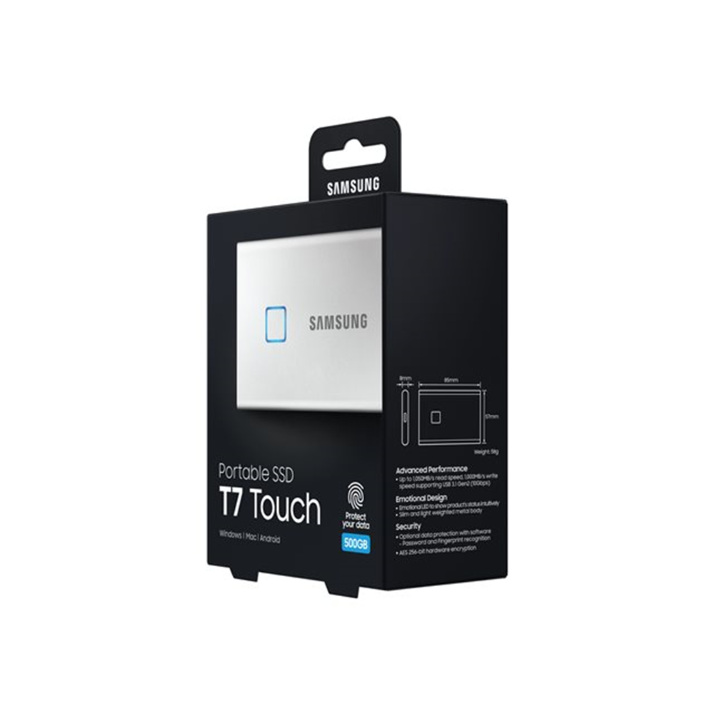 Samsung T7 Touch 500G Externe SSD zilver Samsung T7 Touch 500G Externe SSD zilver