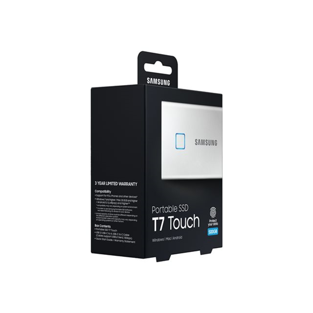 Samsung T7 Touch 500G Externe SSD zilver Samsung T7 Touch 500G Externe SSD zilver