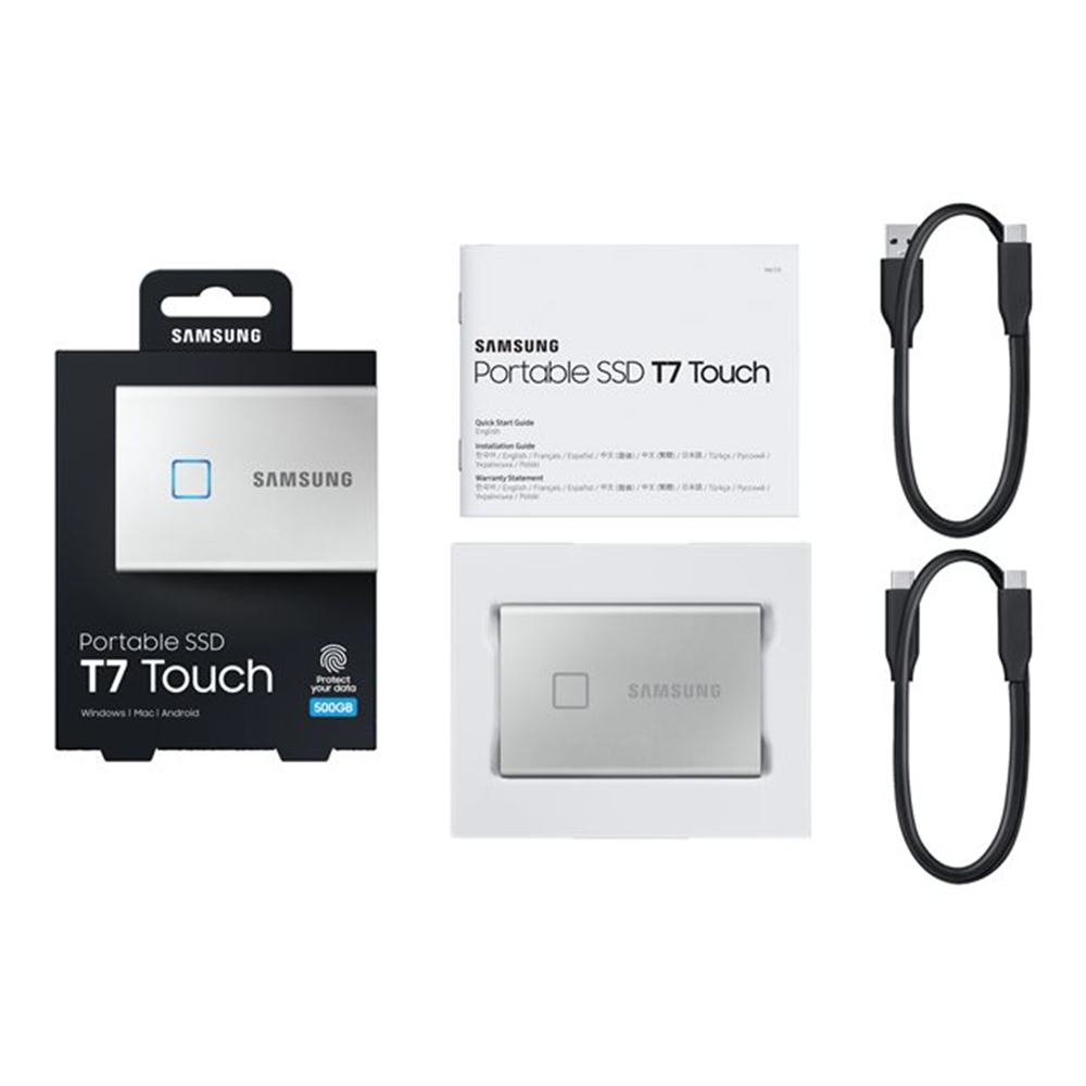 Samsung T7 Touch 500G Externe SSD zilver Samsung T7 Touch 500G Externe SSD zilver