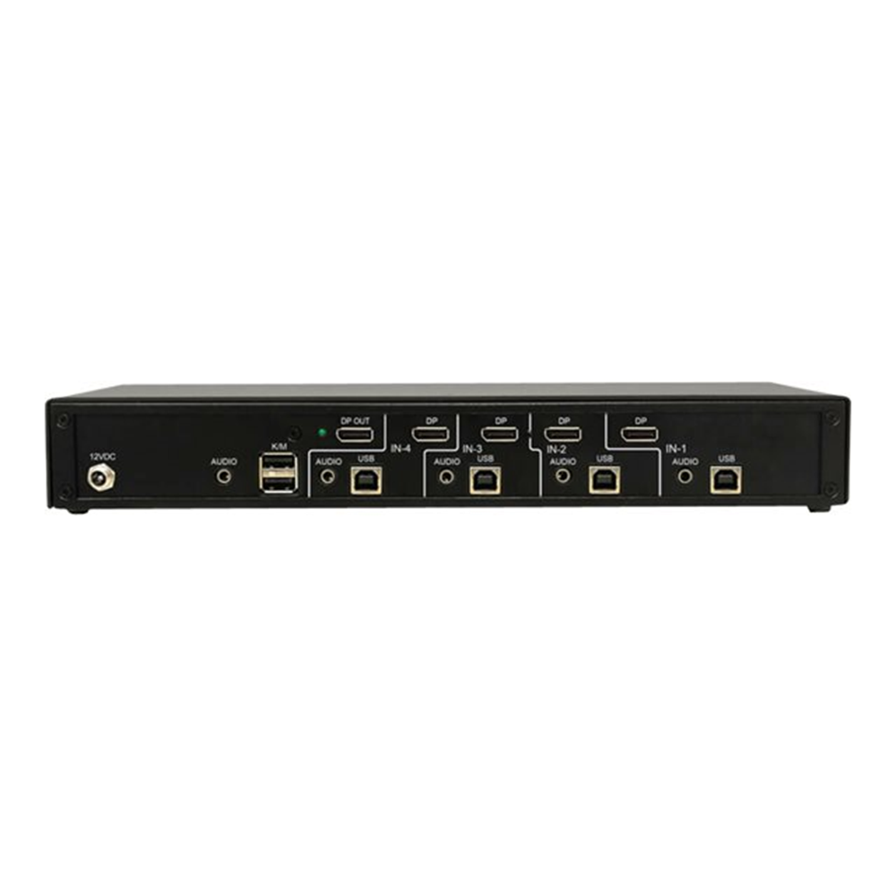 Secure KVM Switch 4-Port DisplayPort toDisplayPort 4K NIAP PP3.0 Certified Audio Single Monitor TAA