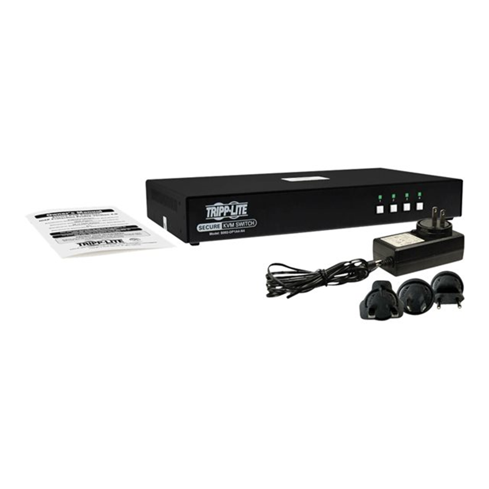 Secure KVM Switch 4-Port DisplayPort toDisplayPort 4K NIAP PP3.0 Certified Audio Single Monitor TAA