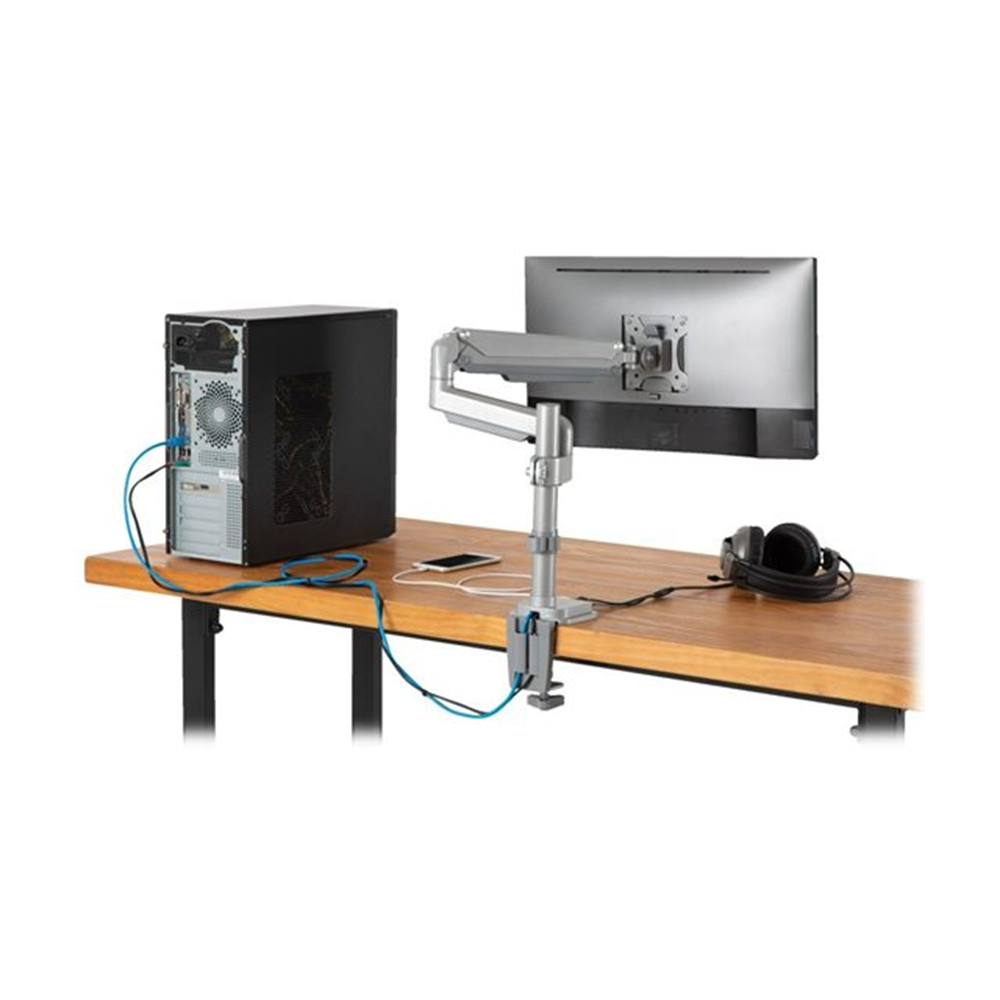 Single-Display Flex-Arm Desktop Clamp for 13 to 34 Displays USB and Audio PortsAluminum Single-Display Flex-Arm Desktop Clamp for 13 to 34 Displays USB and Audio PortsAluminum