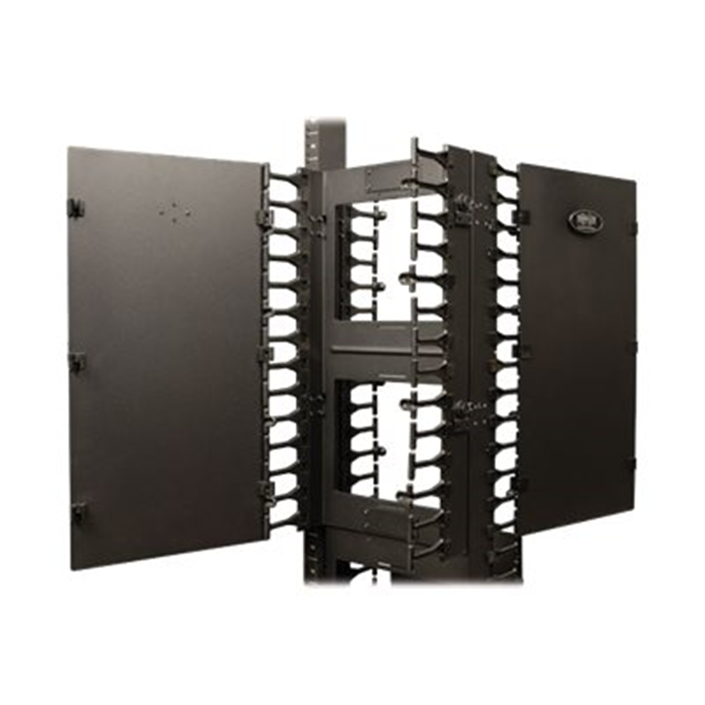 SmartRack 12-in. 30.48 cm Width High Capacity Vertical Cable Manager Double finger duct with cover