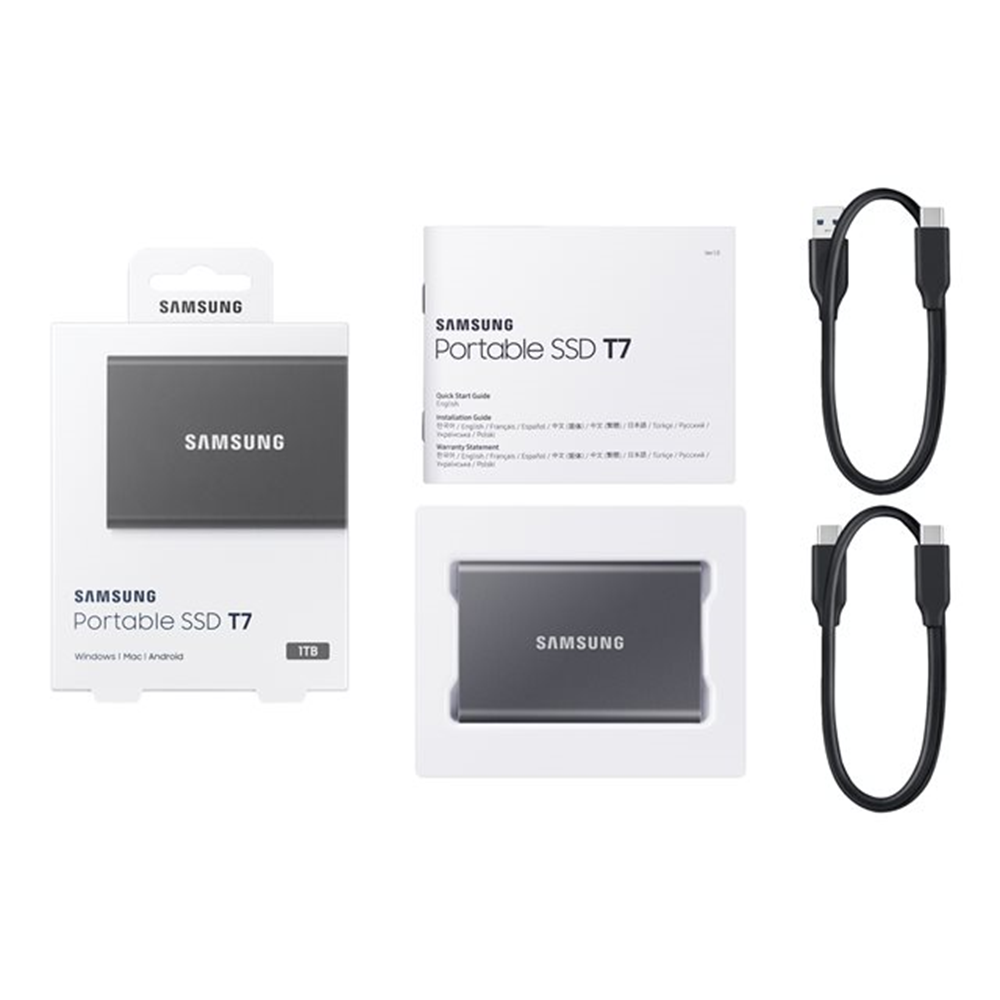 SSD Portable T7 1TB USB 3.2 Gen.2 Grijs(10Gbps)