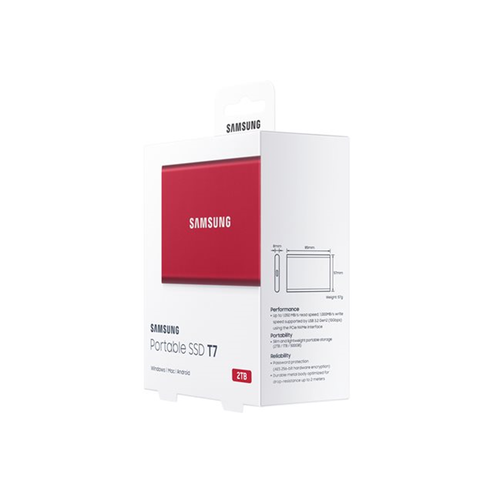 SSD Portable T7 2TB USB 3.2 Gen.2 Rood (10Gbps)