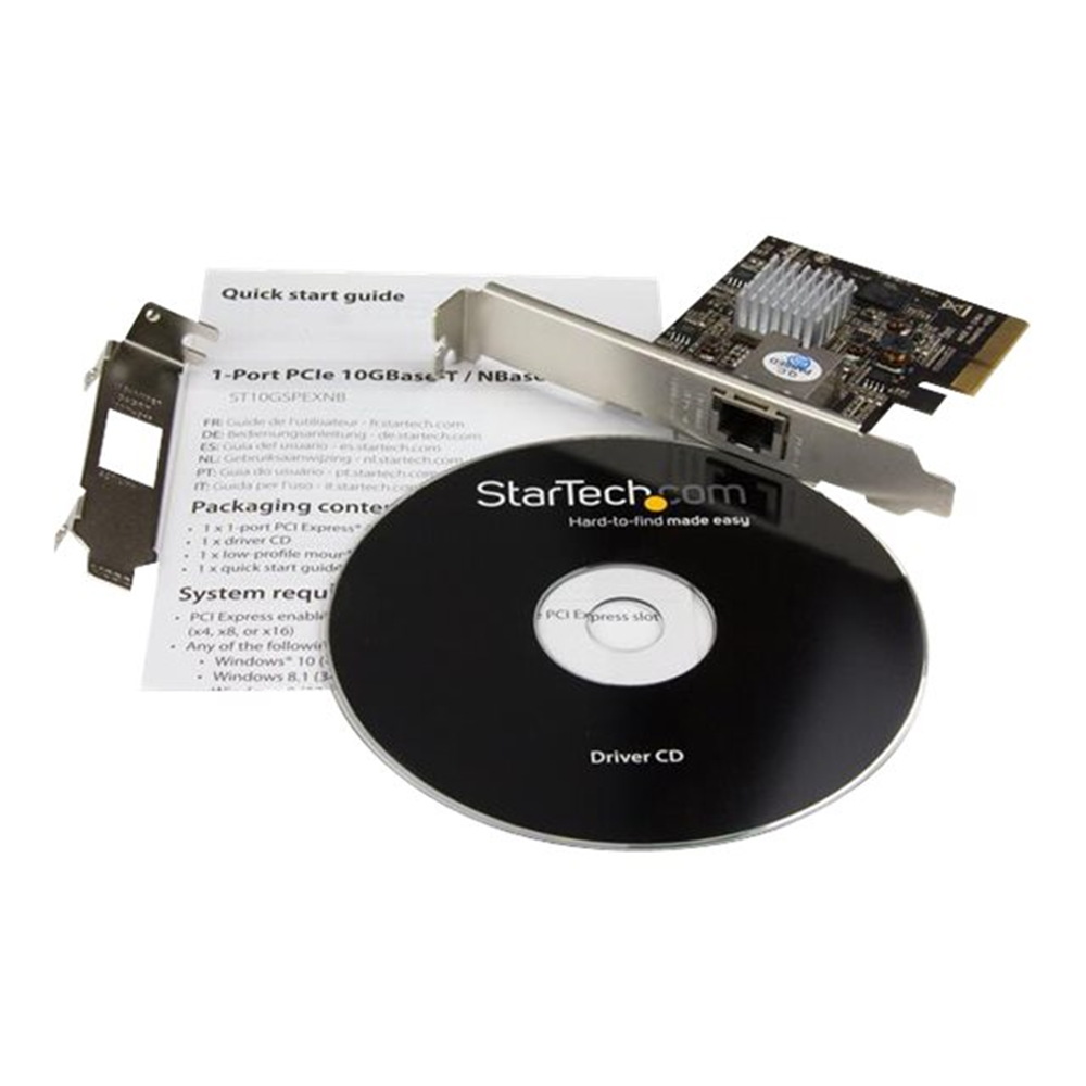 StarTech.com 1-Poort PCIe 10GBase-T / NBASE-T Ethernet netwerkkaart- 5-Speed netwerkondersteuning: 10G/5G/2.5G/1G/100Mbps - PCIe 2.0 x4 StarTech.com 1-Poort PCIe 10GBase-T / NBASE-T Ethernet netwerkkaart- 5-Speed netwerkondersteuning: 10G/5G/2.5G/1G/100Mbps - PCIe 2.0 x4