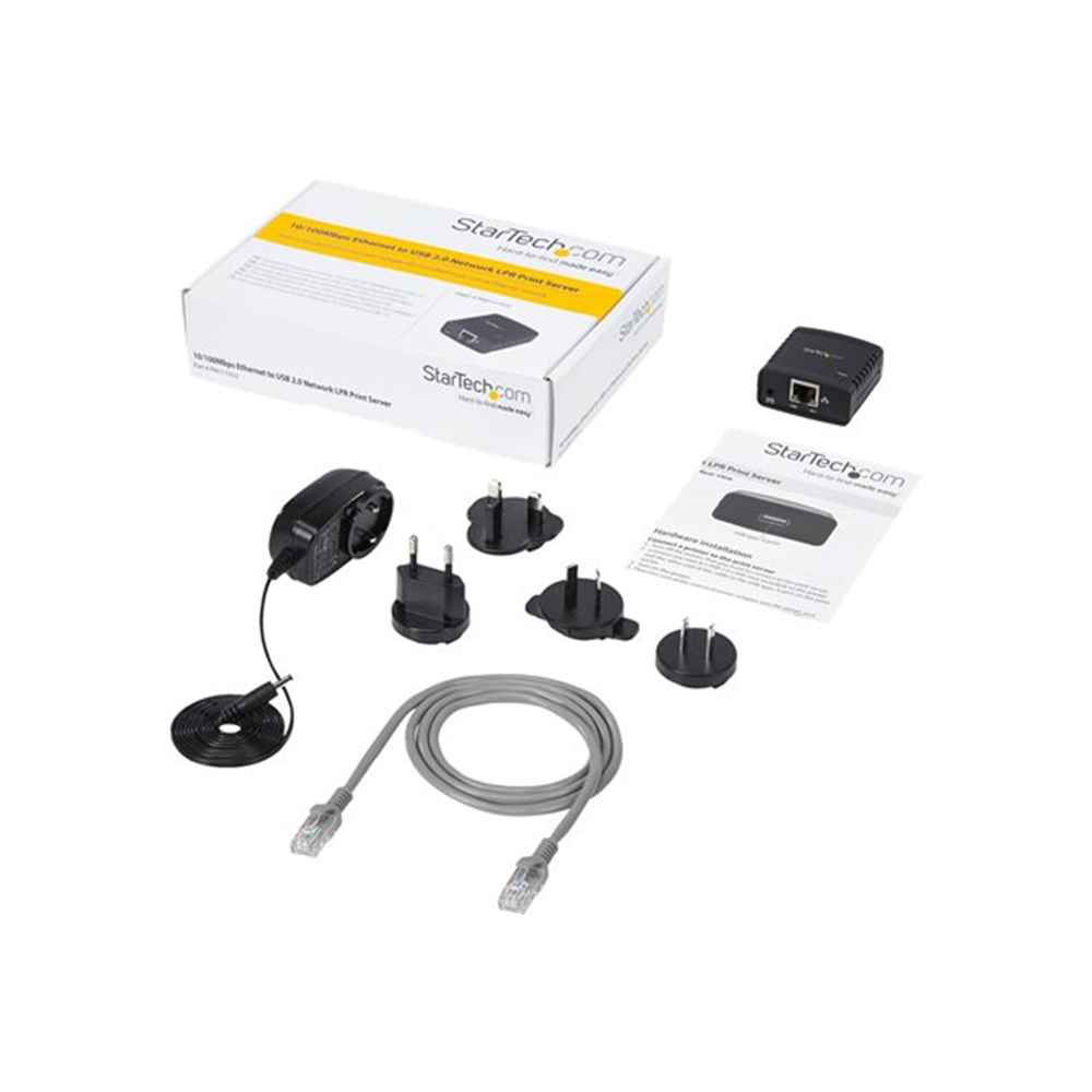 StarTech.com 10/100 Mbit/s Ethernet naar USB 2.0 netwerk LPR Printserver - USB print server met 10Base-T/100Base-TX Auto-sensing
