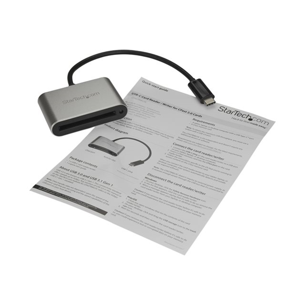 StarTech.com CFast 2.0 kaartlezer / schrijver - USB-C cardreader voor CFast 2.0 kaarten - USB 3.0 - USB powered - UASP