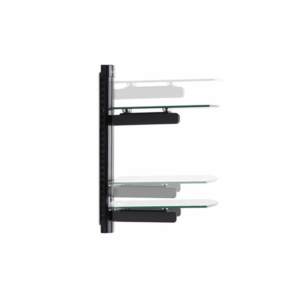 StarTech.com Dual Floating Wall-Mounted AV Shelves, Adjustable Height Shelf For Under TV, Organize A/V Equipment On Black Tempered Glass Shelves