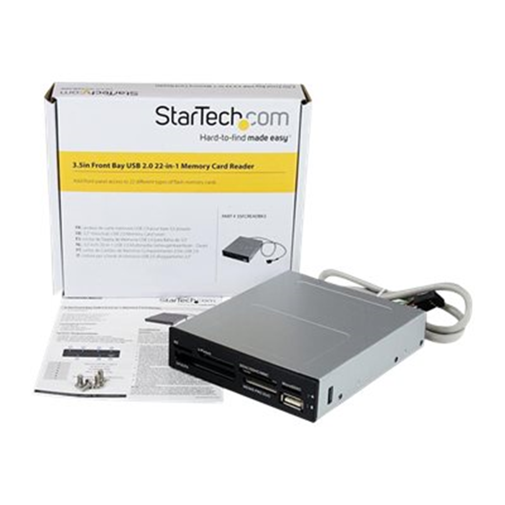 StarTech.com Interne USB 2.0 multimedia kaartlezer 3,5"  22-in-1 Front Panel  card reader 22-in-1 - zwart