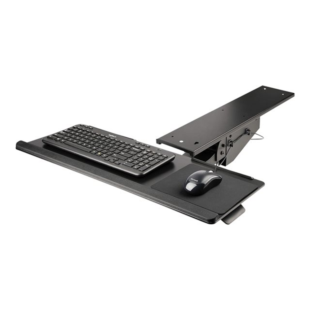 StarTech.com Uitschuifbare Bureau Toetsenbordlade, Full Motion Keyboard en Mouse Tray met Verstelbare Hoogte (25x65cm), Ergonomisch Bureaublad voor Toetsenbord met Muismat en Polssteun (KBTRAYADJ2)