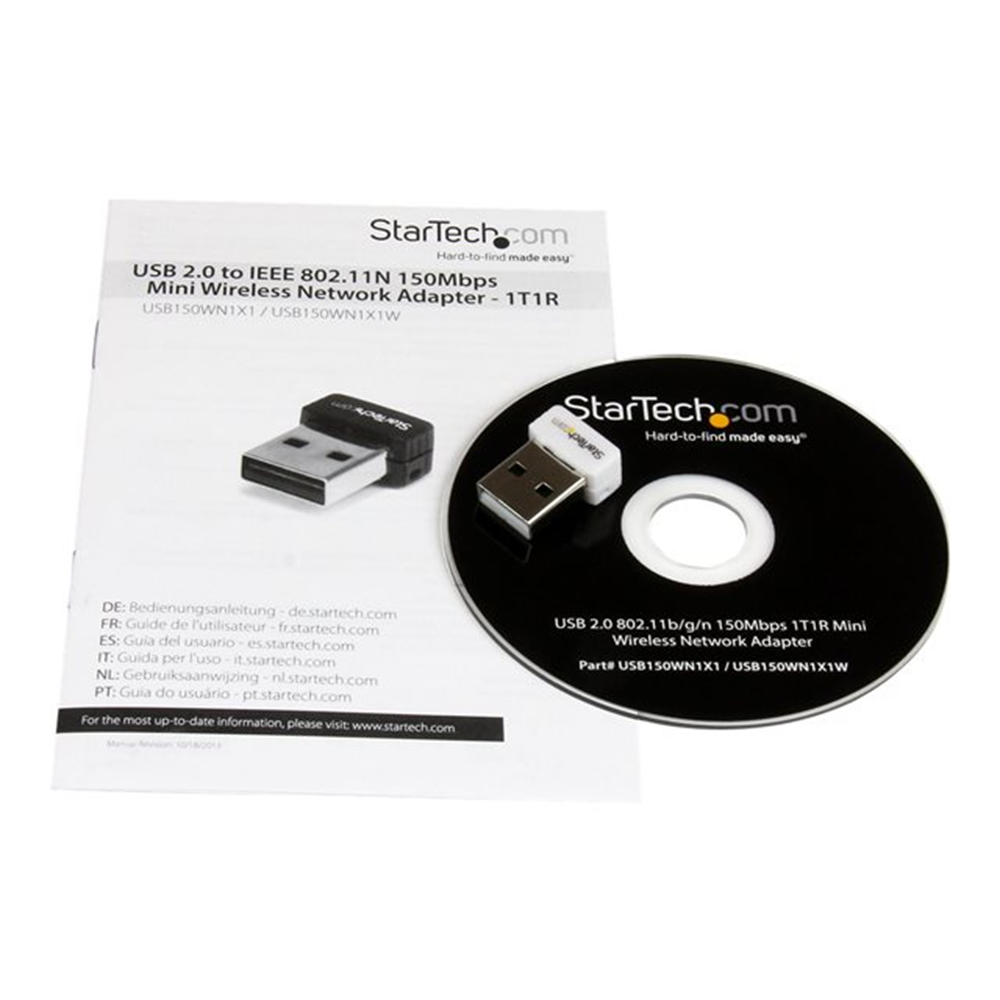 StarTech.com USB 150Mbps Mini Wireless N Network Adapter - 802.11n/g 1T1R USB WiFi Adapter - White USB Wireless Adapter - Wireless NIC (USB150WN1X1W)