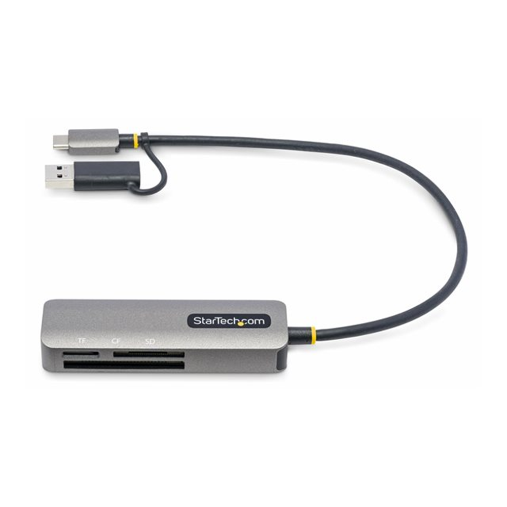 StarTech.com USB 3.0 Multi-Media Memory Card Reader, SD/microSD/CompactFlash Card Reader, Portable USB 5Gbps Card Adapter, External USB-C Card Reader with Attached USB-A Adapter - Works with Any Operating System (FCREADMICRO3V2)
