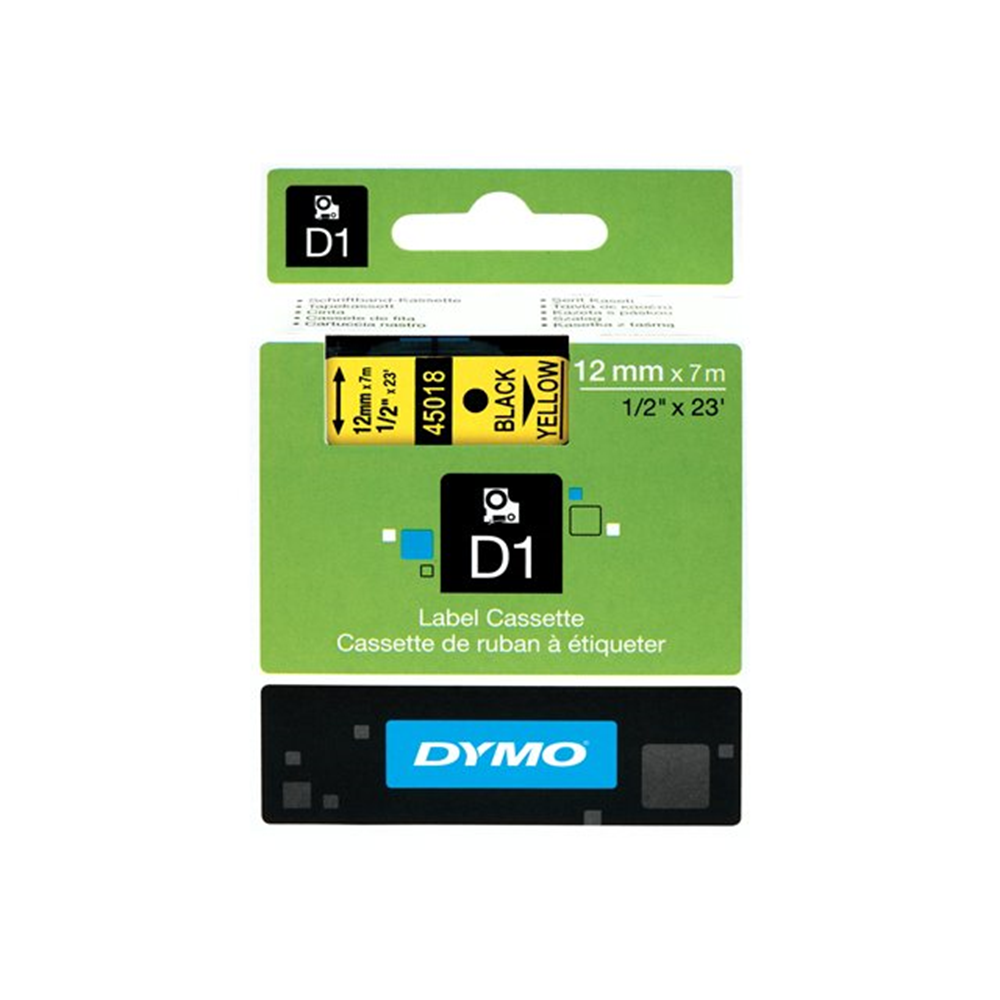 TAPE 12MMX7M ZWART/GEEL