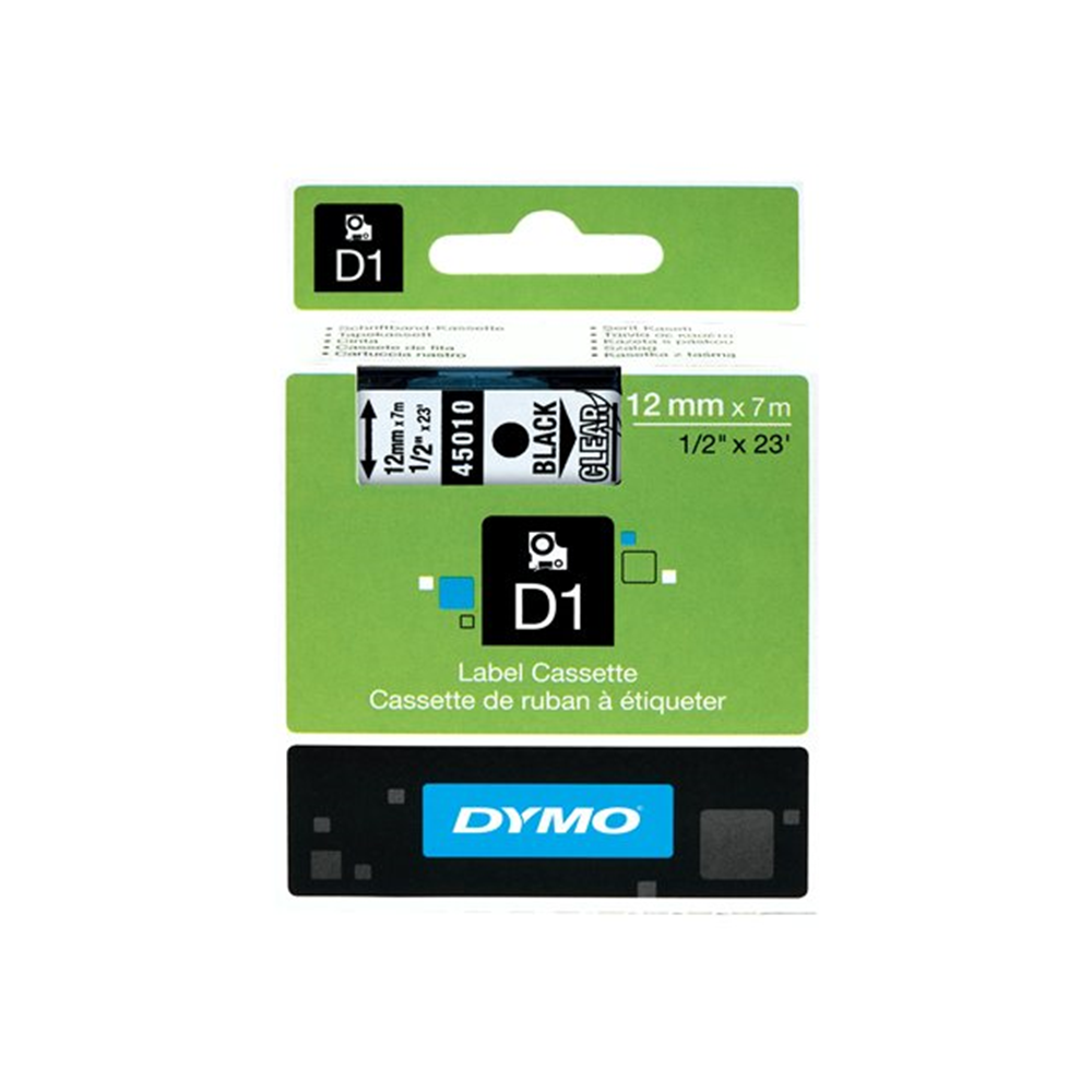 TAPE 12MMX7M ZWART/TRANSPARANT TAPE 12MMX7M ZWART/TRANSPARANT