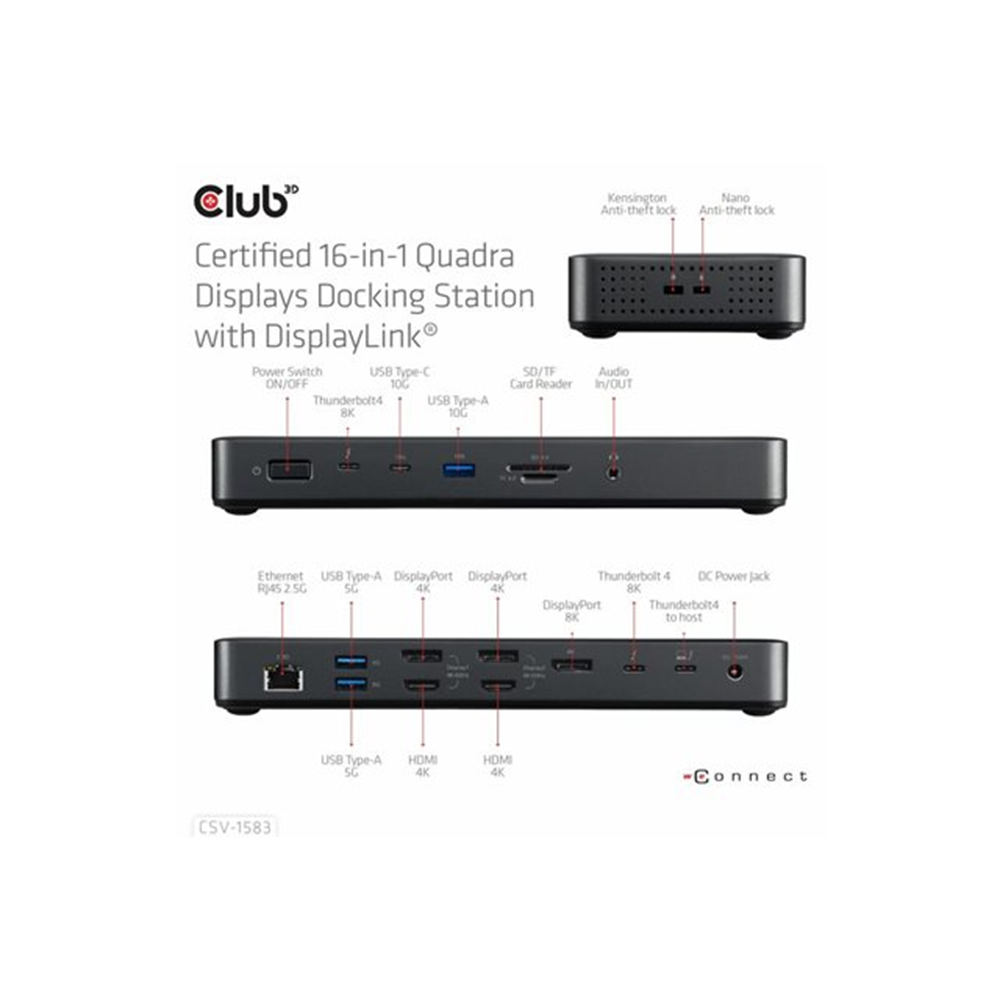 THUNDERBOLTTM 4 CERTIFIED 16-IN-1 QUADRA DISPLAYS DOCKING STATION WITH DISPLAYLINK