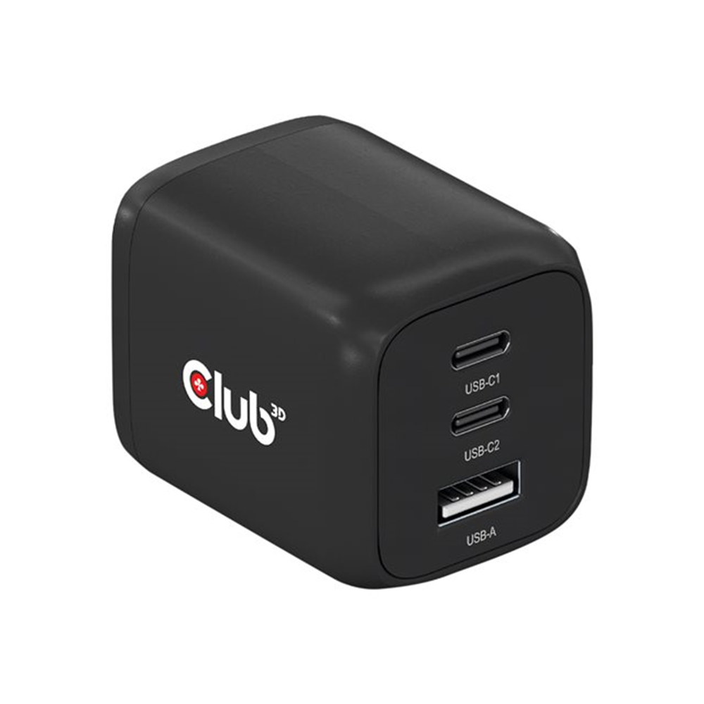Travel Charger 65W GaN technology Type-A(1x) and -C(2x) Power Delivery(PD) 3.0 Support