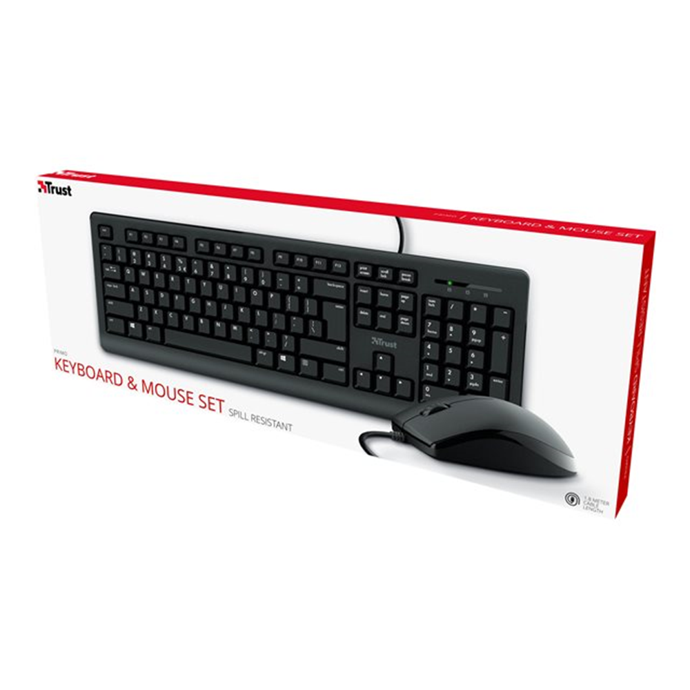 Trust Primo - toetsenbord en muis set - Belgisch Input Device