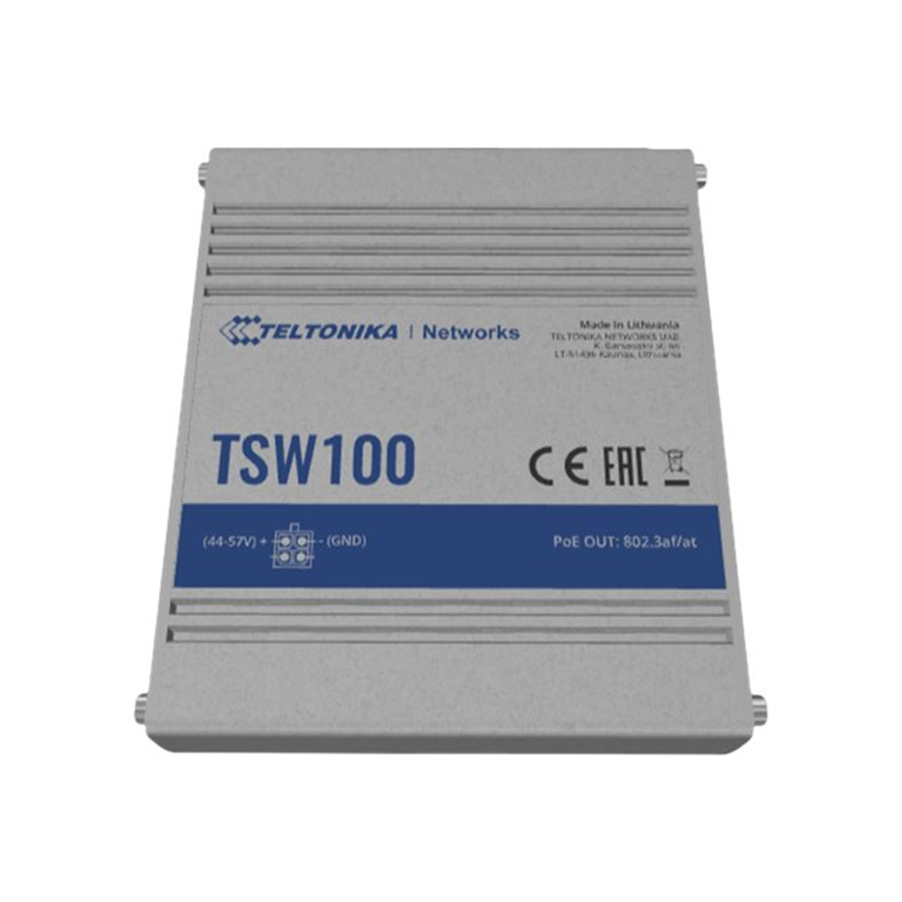 TSW100 is an unmanaged Gigabit Ethernetswitch supporting Power-over-Ethernet. it centralizes the power supply providing up to 30 watts per port.