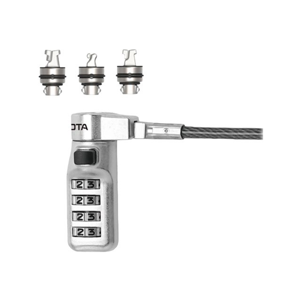 Universal Security Cable Lock 3 Exchangeable heads fits all slots preset code
