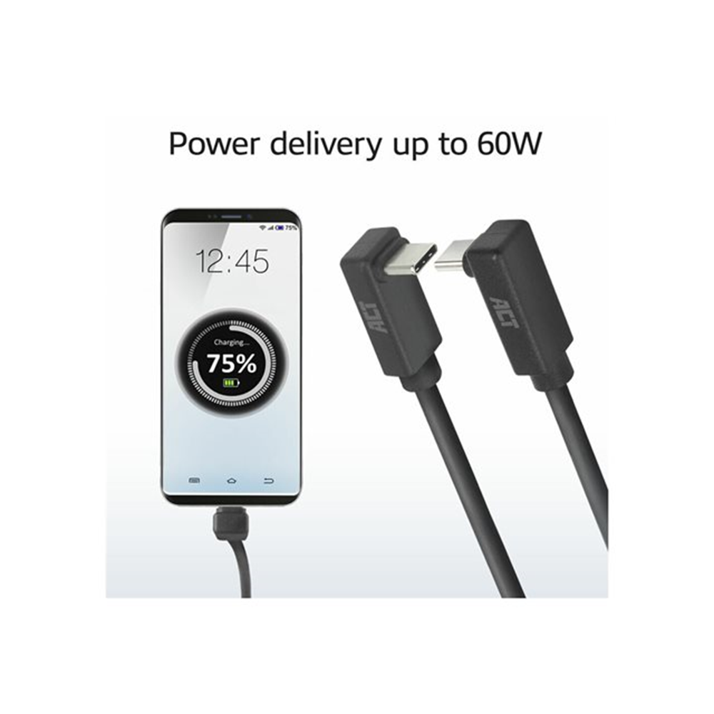 USB 3.0 10Gbps 60W USB Type-C (up/down angled) to USB Type-C (up/down angled) Cable 1 meter