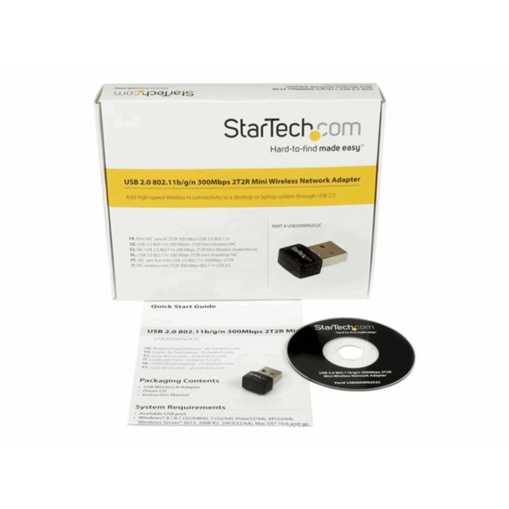 StarTech.com USB 2.0 300 Mbps Mini draadloos-N netwerkadapter - 802.11n 2T2R wifi-adapter