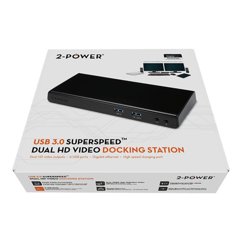 USB-A 3.0 Dual 2K Display Dock includespower cable. For UK EU. USB-A 3.0 Dual 2K Display Dock includespower cable. For UK EU.