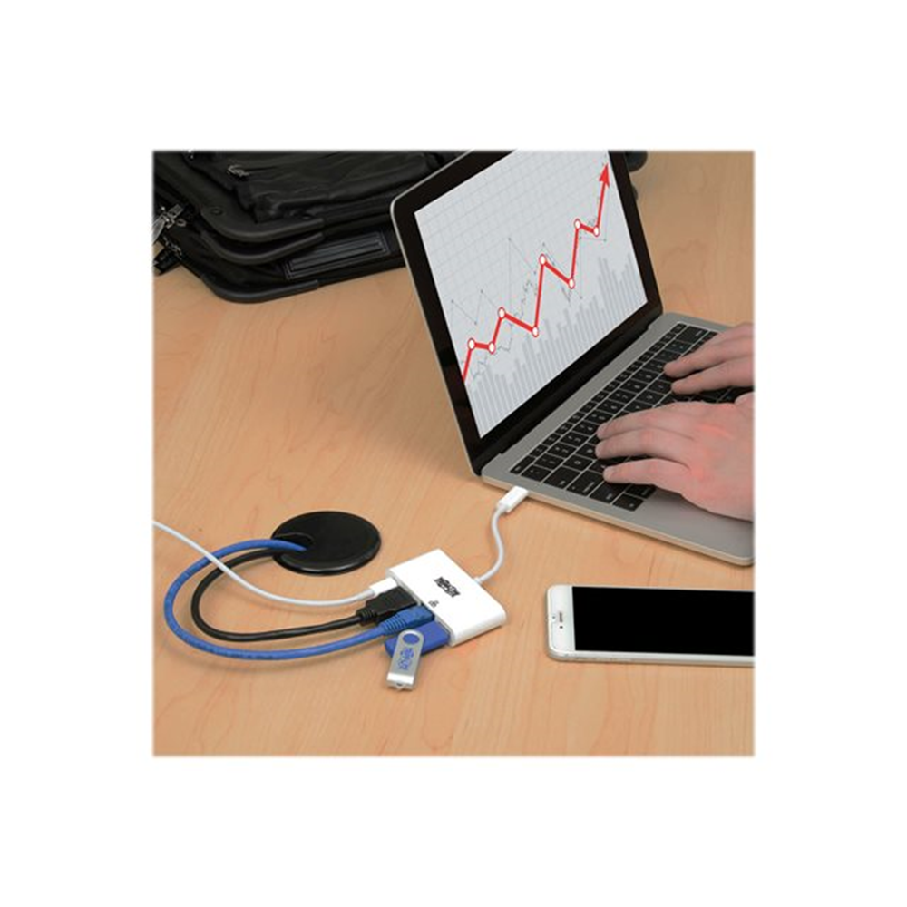 USB-C Multiport Adapter HDMI USB 3.0 Port GbE 60W PD Charging HDCP White